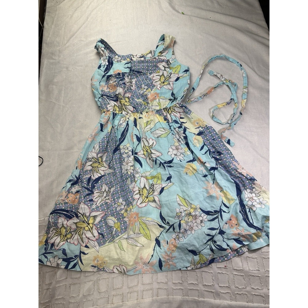 Malvin Hamburg Germany 100% Linen Floral Patchwork Sleeveless Sun Dress Large 10